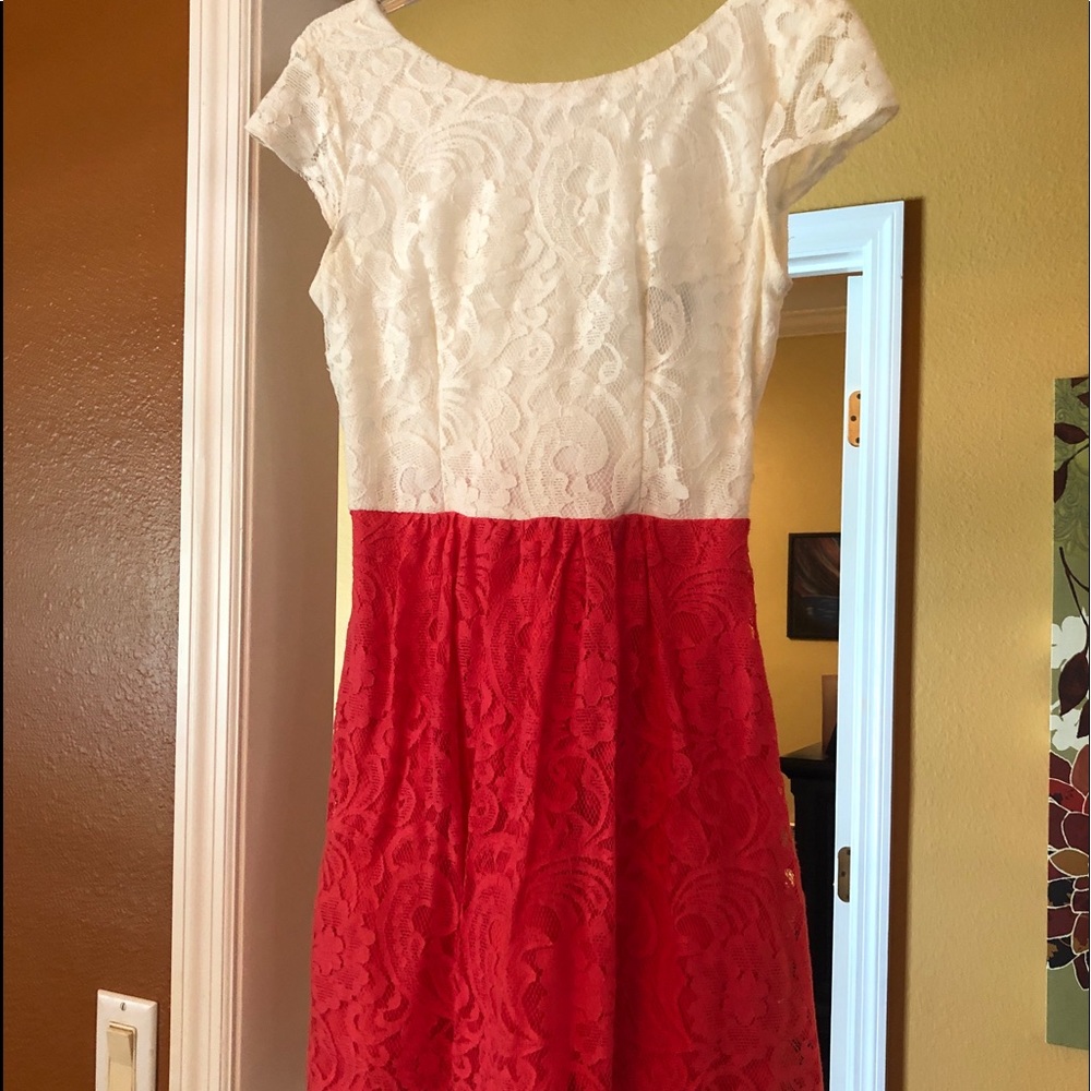 B. Darlin white and coral dress